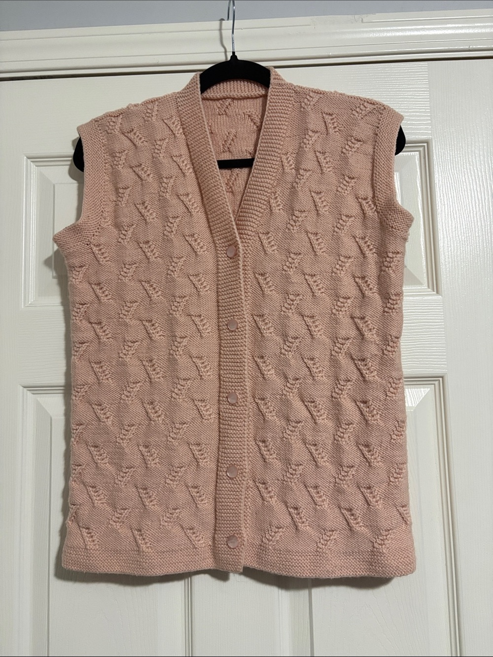Handmade Vintage Blush Pink Sleeveless Knit Button-Front Vest